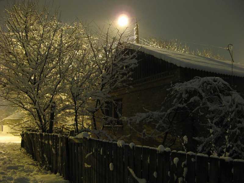 зима зима  снег  дом  вечер